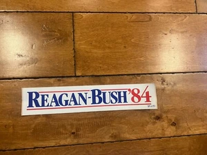 Vintage 1984 REAGAN BUSH '84 Presidential Campaign Bumper Sticker 2.5"X12.5" - Picture 1 of 2