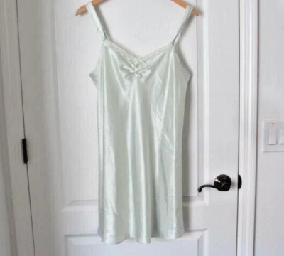 Camisón Morgan Taylor íntimo vintage sin cordones verde menta ajustable tiras satinado años 90 Foto 1 de 4