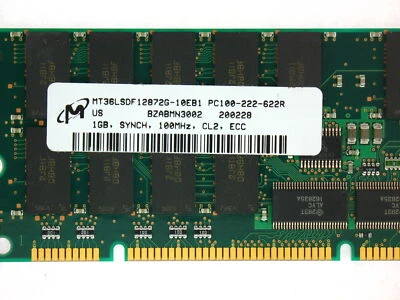 Micron MT36LSDF12872G-10EB1 PC100-222-622R 1GB SYNCH 100MHz CL2 ECC NEW - Image 1 of 2