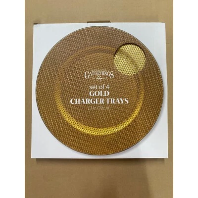 Godinger Modern Round Gold Chargers Gold Color 13 Inches Set of 4 NWB - Image 1 of 3