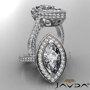 Circa Halo Cathedral Style Pave Marquise Diamond Engagement Ring EGL E SI1 2.6Ct - Picture 1 of 5