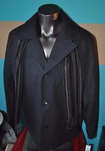 Claiborne Men's Pea Coat X-Large Charcoal Wool Blend Jacket W/Scarf NWT MSRP 200 - Picture 1 of 12