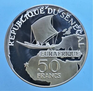 SENEGAL 50 FRANCHI 1975 25° ANNIVERSARIO EURAFRICA MONETE DA COLLEZIONE ARGENTO - Imagen 1 de 2