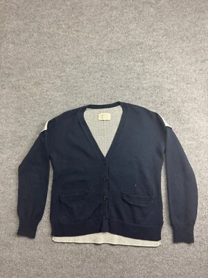 Cárdigan Current/Elliott para mujer 1 azul marino gris abotonado cuello en V preppy Foto 1 de 4