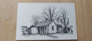 Geburtsort von Herbert Hoover West Branch IA Wahrzeichen Bill Wagner Skizze Postkarte - Bild 1 von 4
