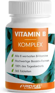 Vitamin B Komplex 365 Tabletten Vegan B1 B2 B3 B5 B6 B7 B9 B12 Jahresvorrat - Bild 1 von 12