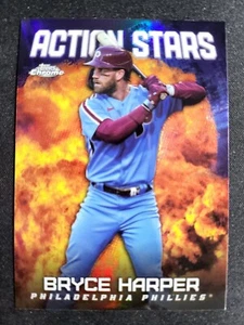 Tarjeta 2023 Topps Chrome Bryce Harper Action Stars Refractor #ASC-16 Phillies - Imagen 1 de 2