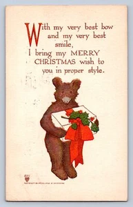 J98/ Teddy Bear Interesting Postcard c1910 Child Christmas Gift 314 - Picture 1 of 4