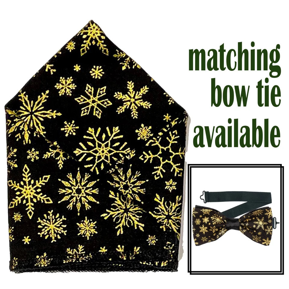 Floco de neve bolso quadrado e gravata borboleta algodão casamento formatura festa de Natal ano novo - Imagem 1 de 1