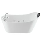 67-in L x 29.5-in W White Acrylic Right Drain Freestanding Whirlpool Tub