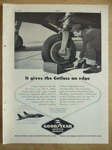 6/1949 PUB GOODYEAR AVIATION PRODUCTS US NAVY XF7-U CUTLASS TIRE TUBE BRAKE AD - Picture 1 of 1