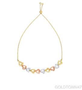 14kt Gold 9,25" Rose + Gelb + Weiß Finish Herz Armband - Bild 1 von 1