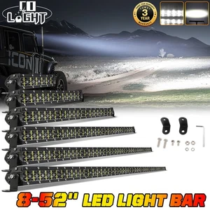 8"14"22"32"42"52" Dual Row LED Light Bar Spot Flood offroad UTV ATV Truck Boat - Picture 1 of 20