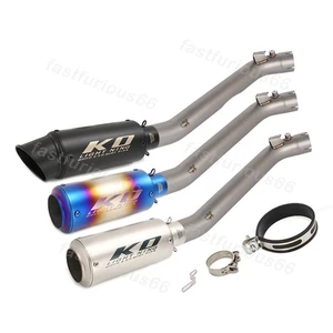 For Suzuki GSXR1000 2007 2008 Exhaust Muffler Mid Pipe Slip On 60MM System Tips - Picture 1 of 12