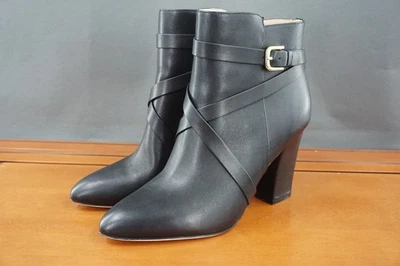 Botines L'Agence para mujer talla 7,5 de cuero negro con tacón ancho y cremallera - Imagen 1 de 4