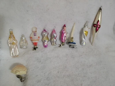 10 Vntg/Antique Glass Christmas Ornaments Various Brands/Sizes/Subjects/Country - Image 1 of 4