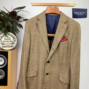 HACKETT (44R) Tweed Wool, Silk & Linen Glen Check POW Summer Light Sport Jacket - Picture 1 of 17