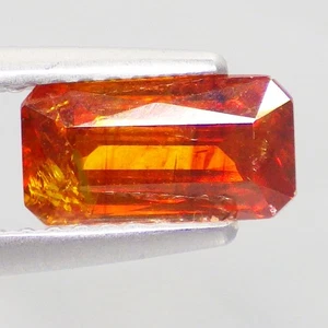 1.44 Ct Dazzling (8 x 4 mm) UnHeated Reddish Orange Emerald Spain Sphalerite Gem - Picture 1 of 7