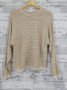 J Jill Pure Jill Linen Blend Lightweight Textured Crew Neck Sweater Small Beige - Picture 1 of 9