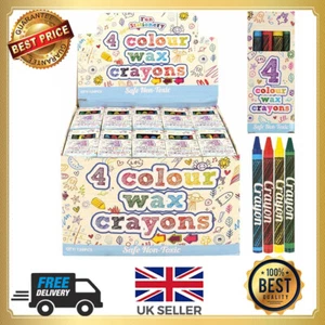 1/10/20/50 Pack of 4 Coloring Wax Crayons in Assorted for Kids Party fillerBags - Picture 1 of 6