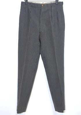 French 1950s Black/Grey Striped Wool Tailor Made Pants W31 Made in France - Image 1 of 4