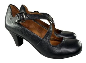 Bomba de cuero negro con correa cruzada Mary Jane “Oh Sure” talla 10M Gentle Souls para mujer - Imagen 1 de 9