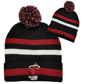 NBA MIAMI HEAT zweifarbige Beanie mit Bommelstrick warme Wintermütze Basketball Beanie - Bild 1 von 3