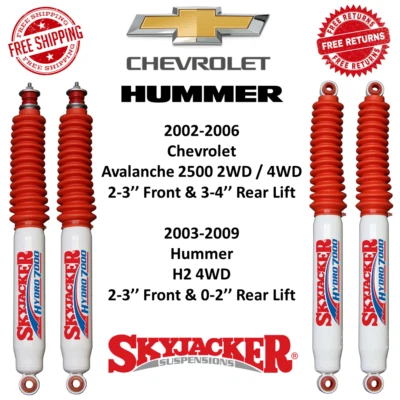Juego de amortiguadores de elevación delanteros y traseros Skyjacker para 02-06 Avalanche 2500 y 03-09 Hummer H2 Foto 1 de 4