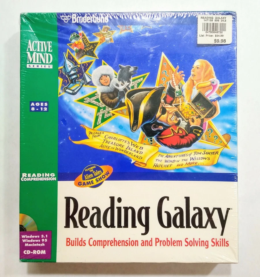 Broderbund Reading Galaxy Software Sealed Big Box Windows and Macintosh CD-ROM - Image 1 of 4
