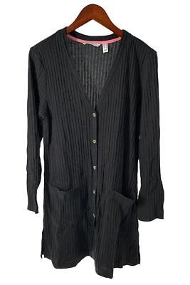 Isaac Mizrahi Live! Ребристый вязаный кардиган на пуговицах спереди черный - Изображение 1 из 2