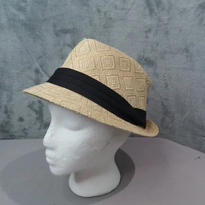 SOMBREROS MÁGICOS Fedora Sombrero Gorra Unisex O/S Geométrico Paja Banda Negra Vacaciones de Verano Foto 1 de 4