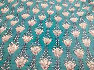 Indian Cotton Hand Block Printed Fabric Sewing Craft Running 25 Yard Material - Picture 1 of 6