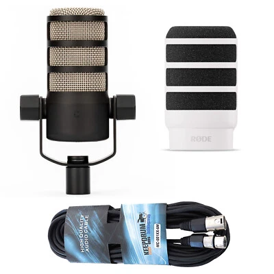 Rode Mikrofon Podmic mit WS14W Popschutz Weiss und Kabel - Bild 1 von 4
