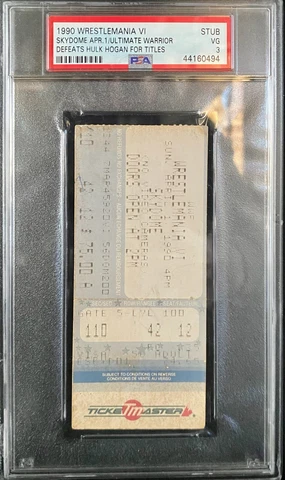 WWF WRESTLEMANIA 6 ticket wwe wrestling HULK HOGAN v THE ULTIMATE WARRIOR PSA 3 Cover