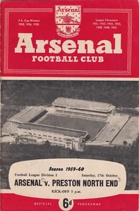 Arsenal Preston North End 1959 60 football programme League 1st division vintage - Picture 1 of 3