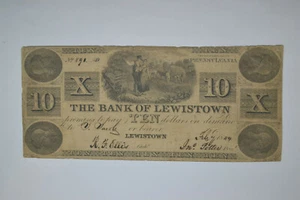 Lewistown, PA- $10 Note- The Bank of Lewistown- Feb. 7, 1844 - Picture 1 of 4