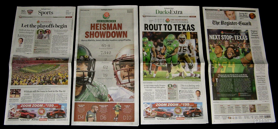 ROSE BOWL 2015 OREGON - ESTADO DE FLORIDA 3 PAPELES MARCUS MARIOTA vs JAMEIS WINSTON Foto 1 de 4