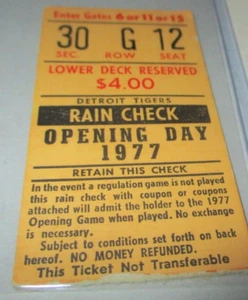 KANSAS CITY ROYALS At DETROIT TIGERS Opening Day 1977 Ticket Stub Tiger Stadium - Picture 1 of 2