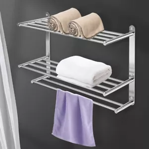 3 Tier Towel Rack Bathroom Organizer Wall Mounted Toilet Bath Storage Shelf - Picture 1 of 14