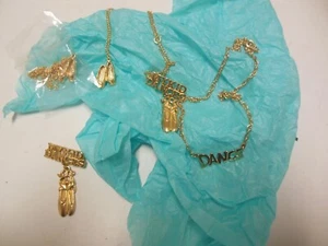 Lot of 5 Goldtone jewelry Dance Items 3 necklaces 2 brooches Toe shoes $50 value - Picture 1 of 3