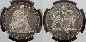 1873 Seated Liberty Dollar $1 NGC PR 65 CAMEO - Picture 1 of 9