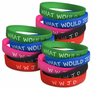 Inspiration Rubber Wristbands Christian Religious Prayer WWJD? WWJD Bracelet - Picture 1 of 1