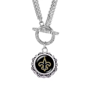 New Football Saints Charm Toggle Necklace Stainless Steel - Picture 1 of 2