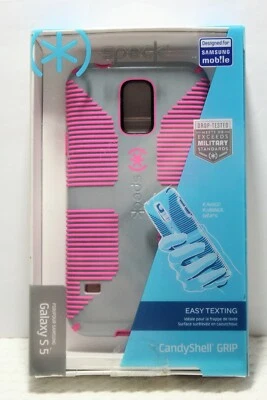 Nueva funda para teléfono celular móvil SPECK Candy Shell Grip Samsung Galaxy S5 rosa/gris Foto 1 de 4