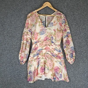 Talulah Womens Dress Size L Large Floral Sheer Lined 100% Silk - Picture 1 of 11