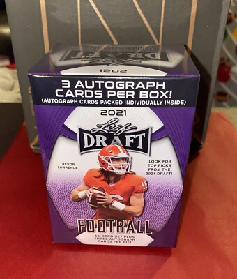 LEAF DRAFT 2021 Fútbol Sellado Hobby Blaster CAJA - 3 AUTOS Trevor Lawrence?? Foto 1 de 4