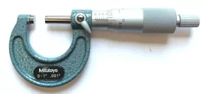 0-1" MITUTOYO OUTSIDE MICROMETER 103-177 .001 NEW RATCHET STOP CARBIDE FACE - Picture 1 of 11