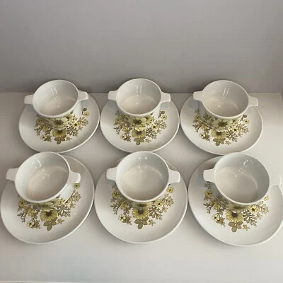 Hostess Tableware Debutante Soup Bowls & Plates (x6) Retro Vintage Floral Flower - Image 1 of 4