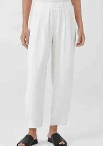 Pantalones Eileen Fisher Seda Georgette Crepe Linterna XL Marfil Cintura Elástica $278 Nuevos con Etiquetas - Imagen 1 de 8