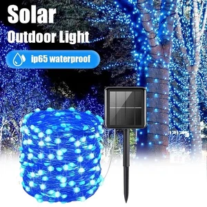 100 LED Solar String Lights Outdoor Garden Party Xmas Fairy Wedding Lamp Blue - Picture 1 of 8